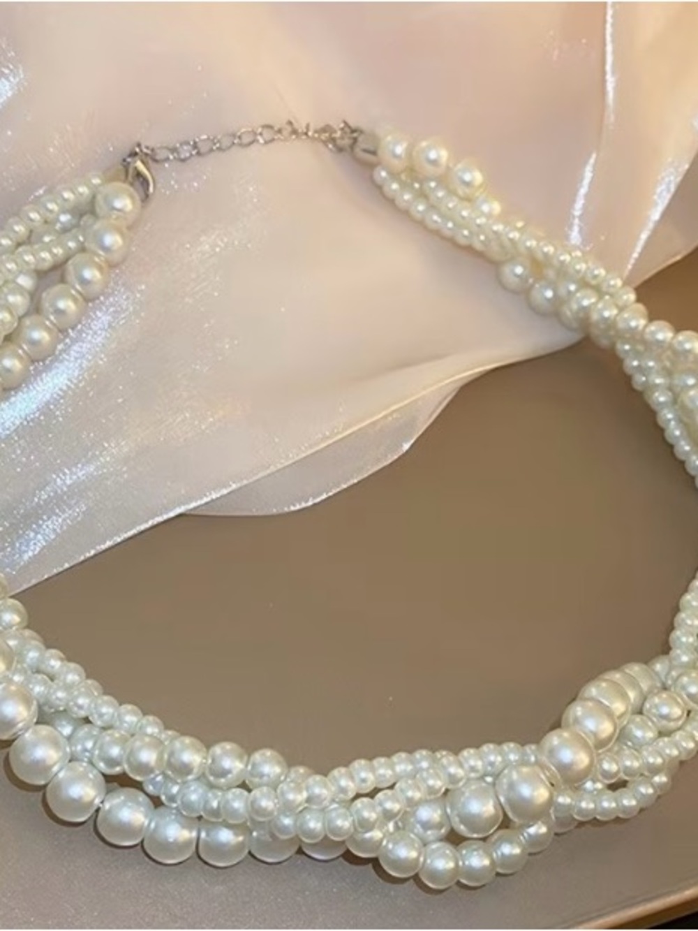& Other Stories Twisted Multi-Strand Pearl Necklace - White